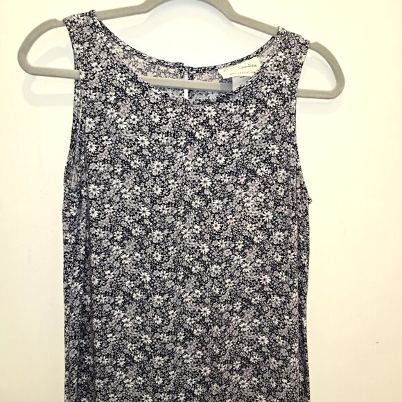Vintage Jim Elliot Women's Floral Sleeveless Midi Dress Size 8 Navy White Rayon - Picture 2 of 10